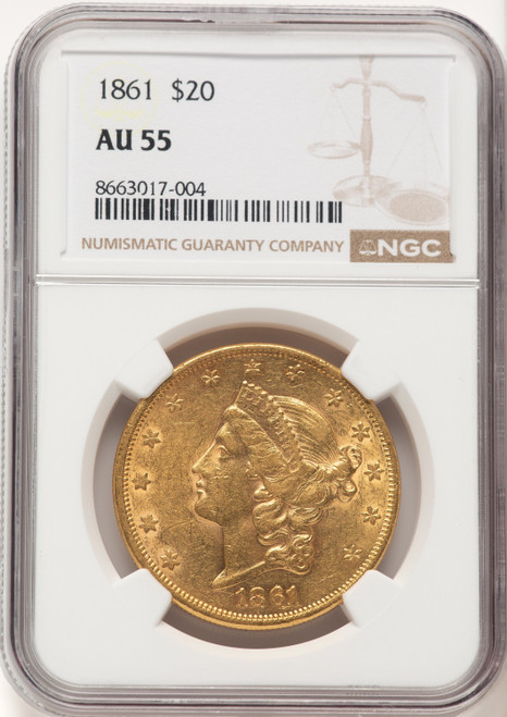 1861 $20 Liberty Double Eagle NGC AU55 (177381005)