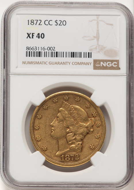 1872-CC $20 Liberty Double Eagle NGC XF40