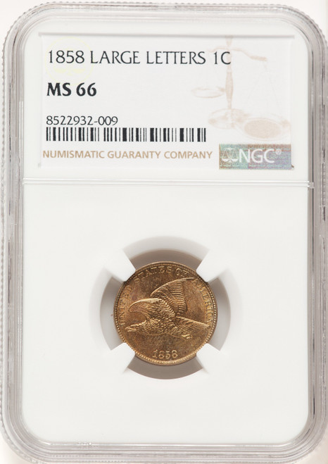 1858 1C Large Letters Flying Eagle Cent NGC MS66 (777493009)