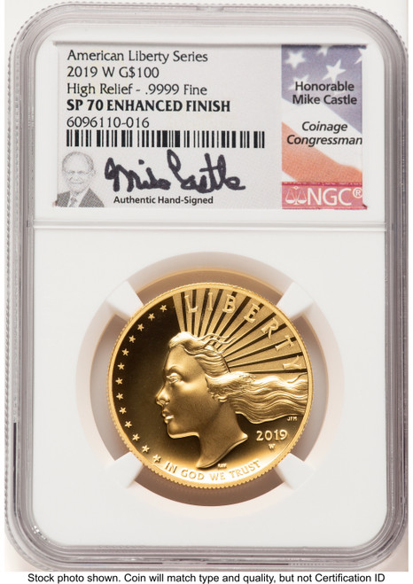 2019-W G$100 American Liberty High Relief Enhanced Mike Castle NGC MS70