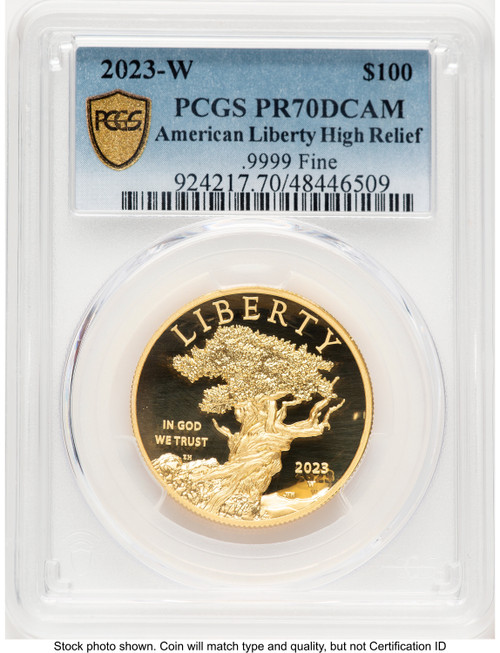 2023-W G$100 American Liberty High Relief Blue Gradient PCGS PR70 (781595001)