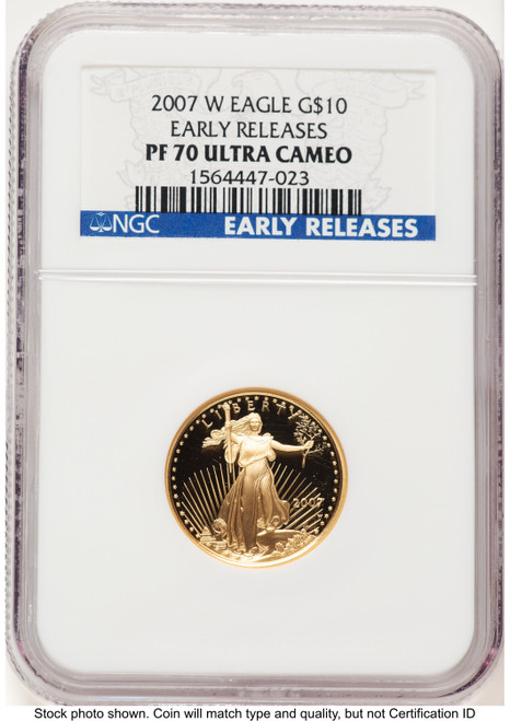 2007-W Proof Gold Eagle 1/4 oz ER Blue NGC PF70 2007-W Proof Gold Eagle 1/4 oz ER Blue NGC PF70