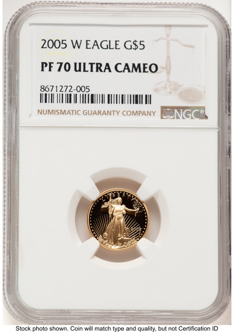 2005-W Proof Gold Eagle 1/10 oz Brown Label NGC PF70