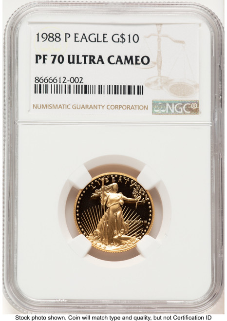 1988-P Proof Gold Eagle 1/4 oz 0.25 oz Brown Label NGC PF70 1988-P Proof Gold Eagle 1/4 oz 0.25 oz Brown Label NGC PF70