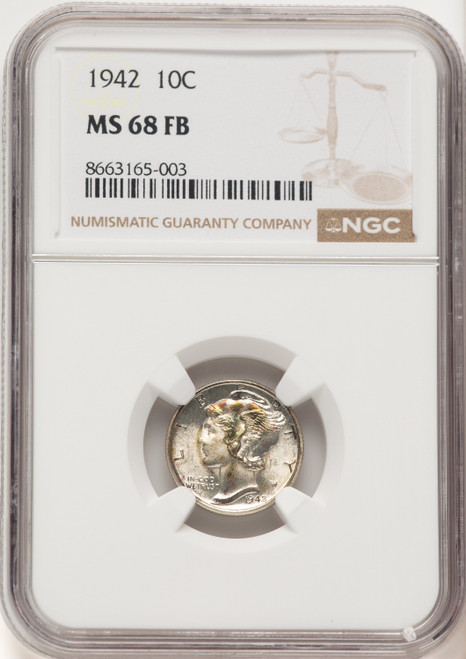 1942 10C FB Mercury Dime NGC MS68 1942 10C FB Mercury Dime NGC MS68