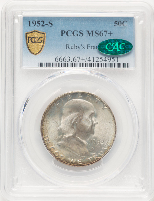 1952-S 50C CAC Franklin Half Dollar PCGS MS67+ 1952-S 50C CAC Franklin Half Dollar PCGS MS67+