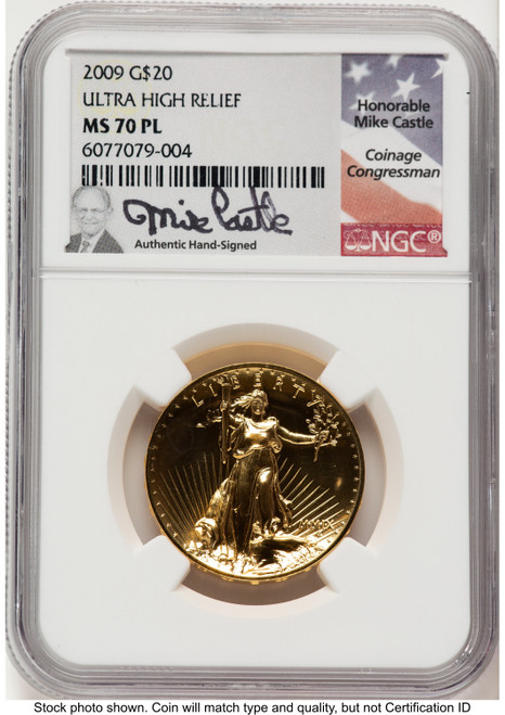 2009 G$20 Ultra High Relief PL Mike Castle NGC MS70 2009 G$20 Ultra High Relief PL Mike Castle NGC MS70