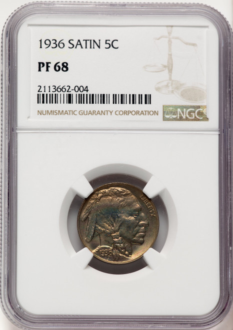 1936 5C T-1 Satin Proof Buffalo Nickel NGC PR68 1936 5C T-1 Satin Proof Buffalo Nickel NGC PR68
