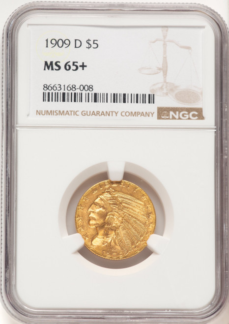 1909-D $5 Indian Half Eagle NGC MS65+