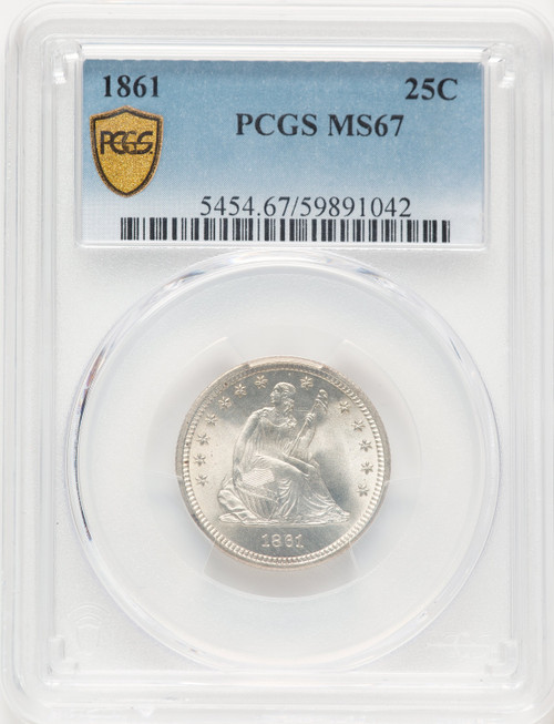 1861 25C Seated Quarter PCGS MS67