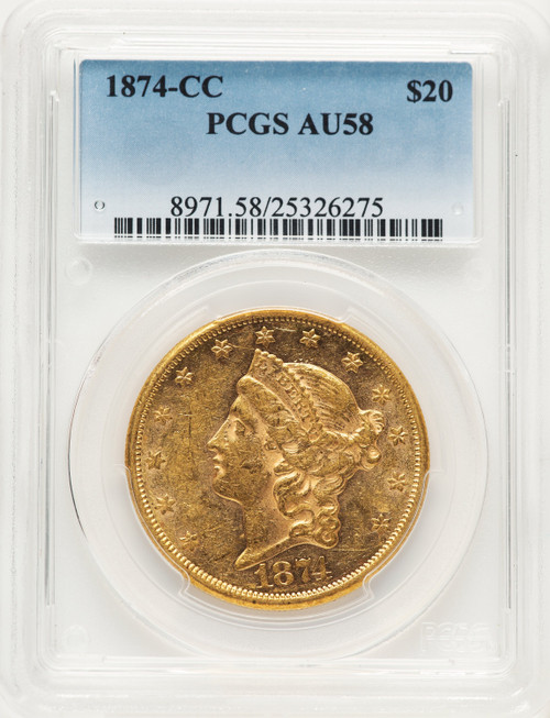 1874-CC $20 Liberty Double Eagle PCGS AU58