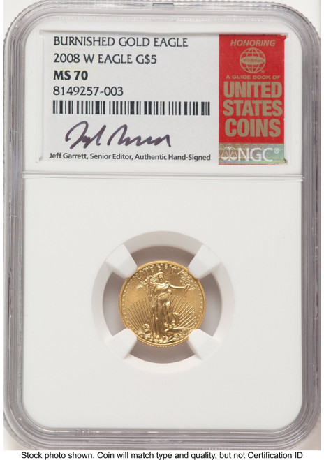 2008-W Burnished Gold Eagle 1/10 oz Jeff Garrett Red Book NGC MS70