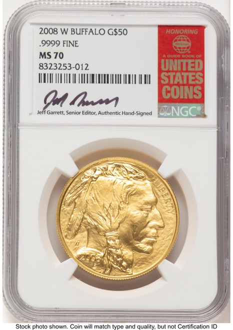 2008-W Burnished Gold Buffalo 1 oz Jeff Garrett Red Book NGC MS70 (772780003)