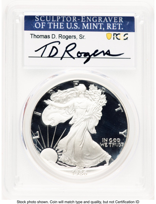 1986-S Proof Silver Eagle 1 oz TD Rogers PCGS PR70 (768981063)
