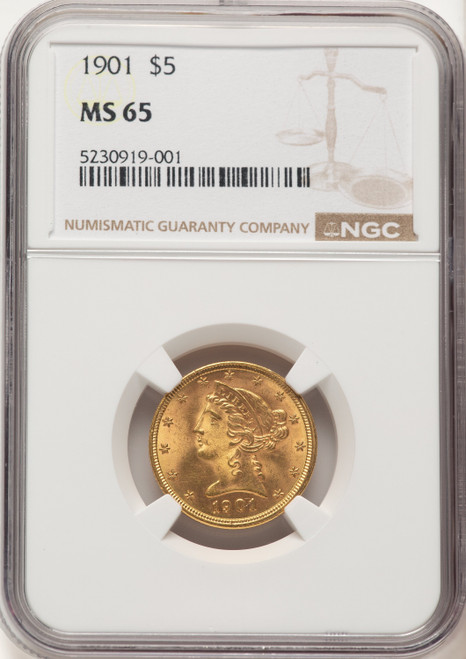 1901 $5 Liberty Half Eagle NGC MS65 (780502011)