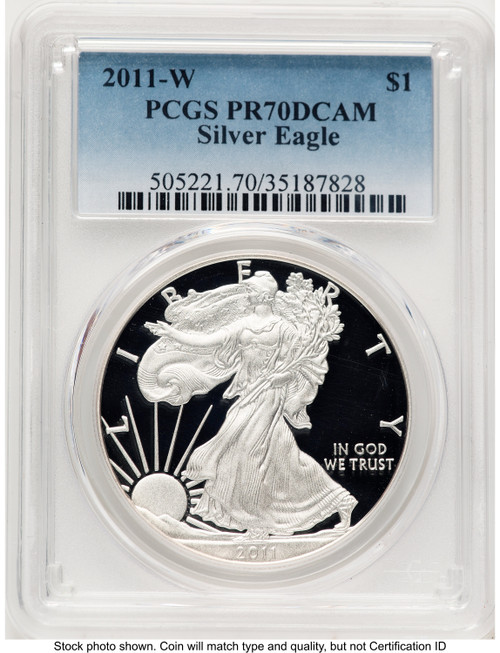 2011-W Proof Silver Eagle 1 oz Blue Gradient PCGS PR70