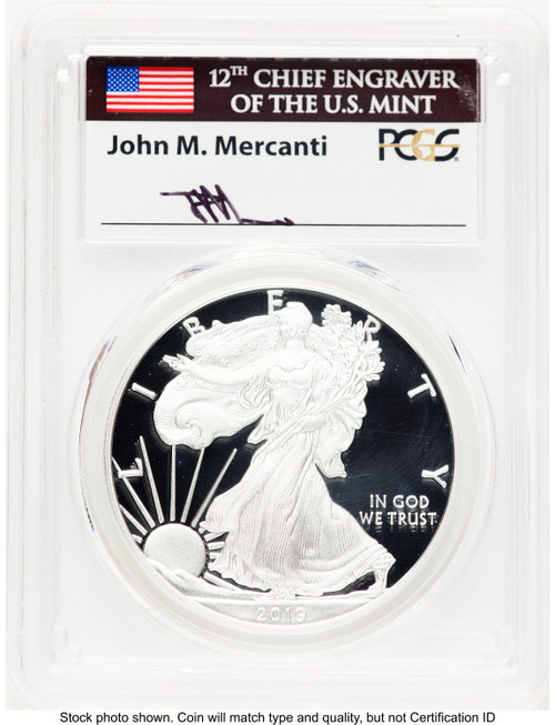 2019-W Proof Silver Eagle 1 oz FDI John Philadelphia PCGS PR70 Mercanti