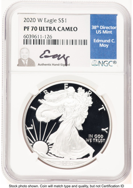 2020-W Proof Silver Eagle 1 oz NGC PF70 Ed Moy