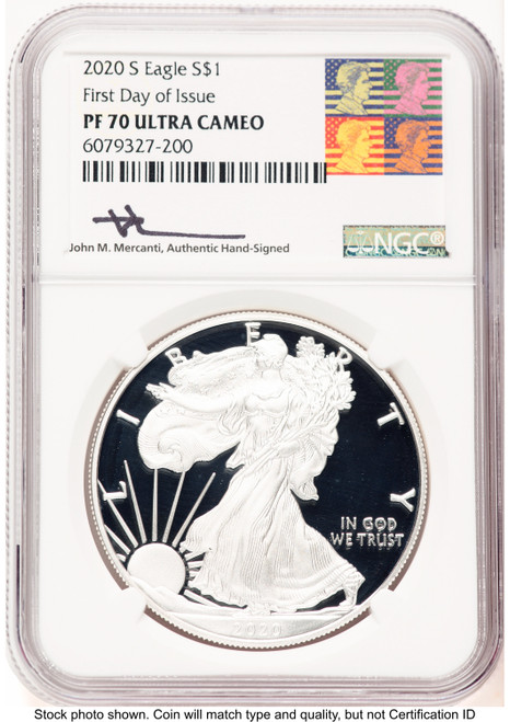 2020-S Proof Silver Eagle 1 oz FDI John Reagan Bust Art NGC PF70 Mercanti (775381041)