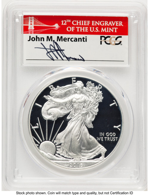 2016-W Proof Silver Eagle 1 oz FS John Bridge PCGS PR70 Mercanti