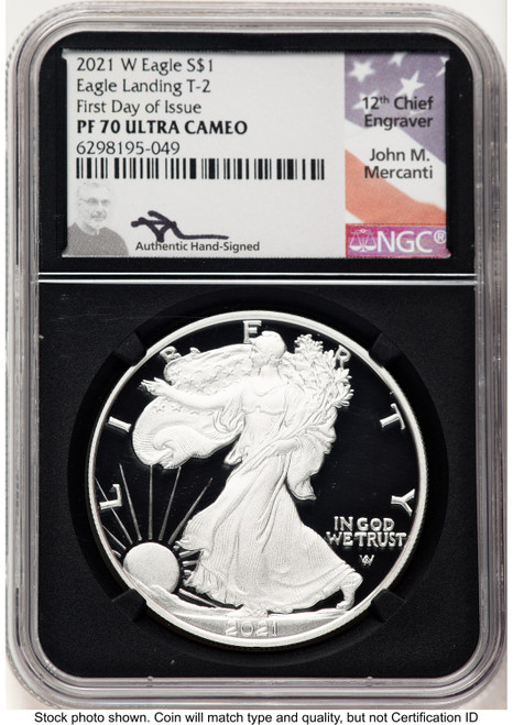 2021-W TY2 Proof Silver Eagle 1 oz FDI John NGC PF70 Mercanti