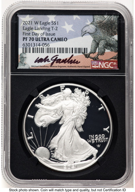 2021-W TY2 Proof Silver Eagle 1 oz FDI Michael Gaudioso Eagle Flag NGC PF70
