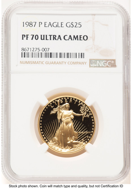 1987-P Proof Gold Eagle 1/2 oz Brown Label NGC PF70 (522240242)
