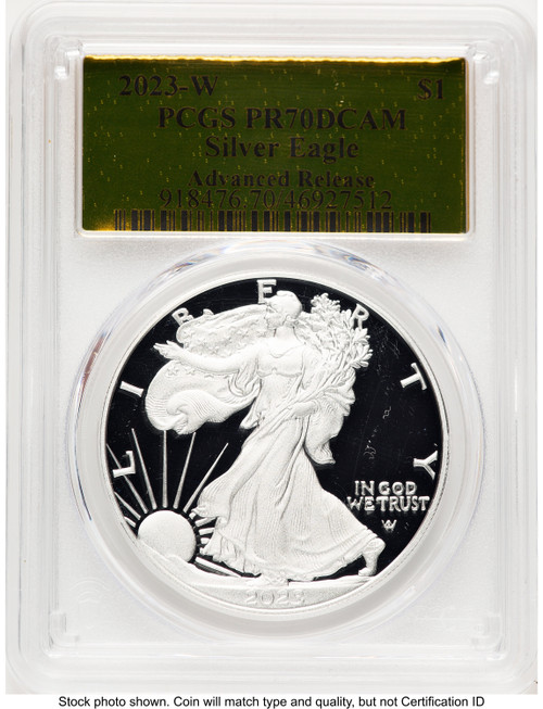 2023-W Proof Silver Eagle 1 oz AR Gold Foil PCGS PR70