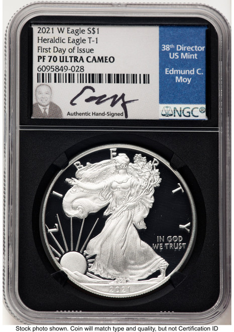 2021-W TY1 Proof Silver Eagle 1 oz FDI NGC PF70 Ed Moy