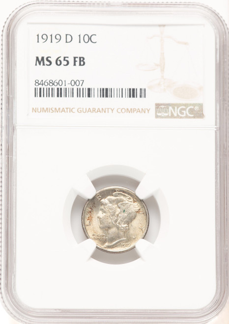 1919-D 10C FB Mercury Dime NGC MS65