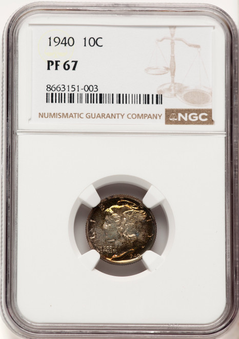 1940 10C Proof Mercury Dime NGC PR67