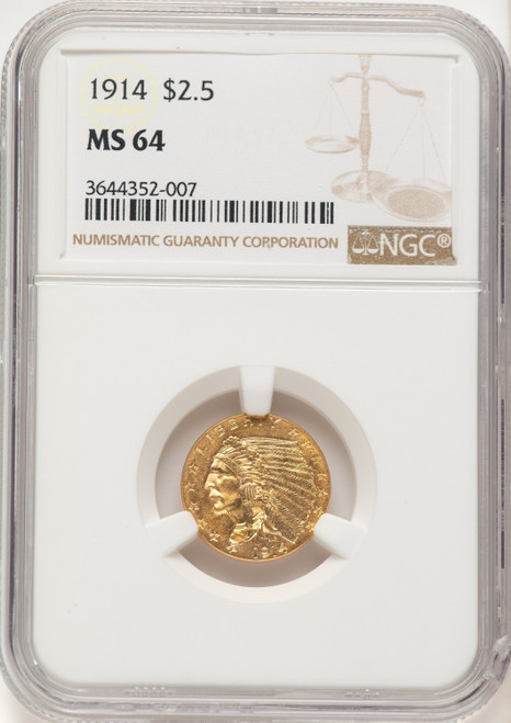 1914 $2.50 Indian Quarter Eagle NGC MS64 (783065001)