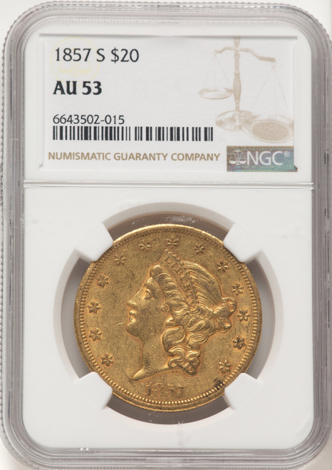 1857-S $20 Liberty Double Eagle NGC AU53 (522527011)