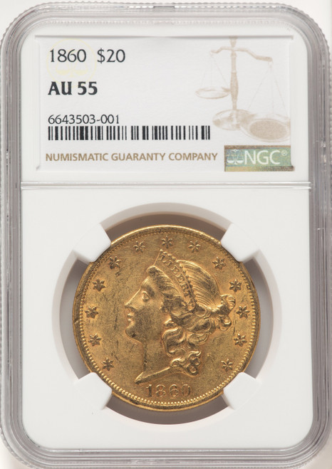 1860 $20 Liberty Double Eagle NGC AU55 (522527013)