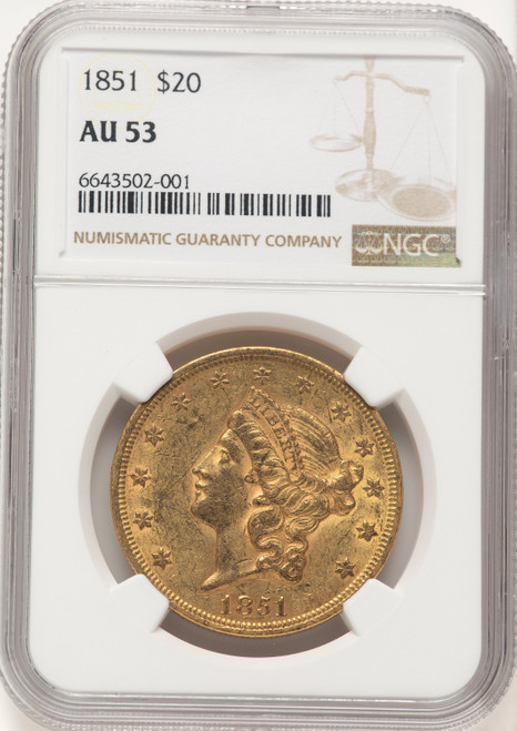 1851 $20 Liberty Double Eagle NGC AU53 (522527002)