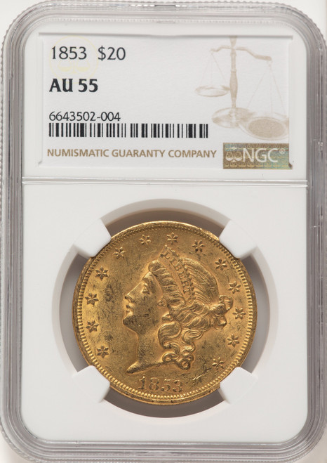 1853 $20 Liberty Double Eagle NGC AU55 (522527003)