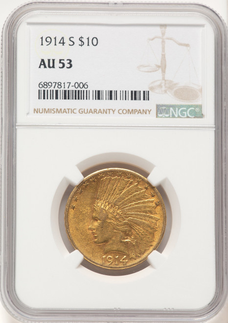 1914-S $10 Indian Eagle NGC AU53