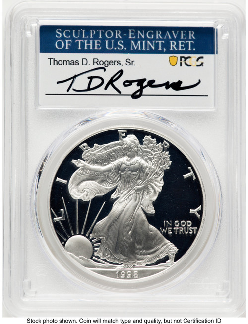 1998-P Proof Silver Eagle 1 oz TD Rogers PCGS PR70