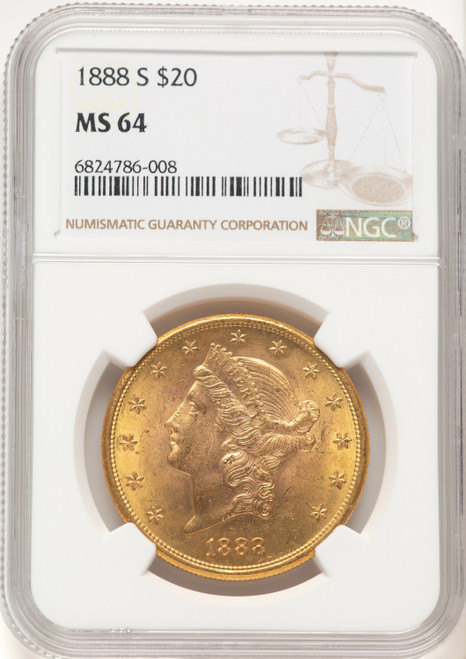 1888-S $20 Liberty Double Eagle NGC MS64