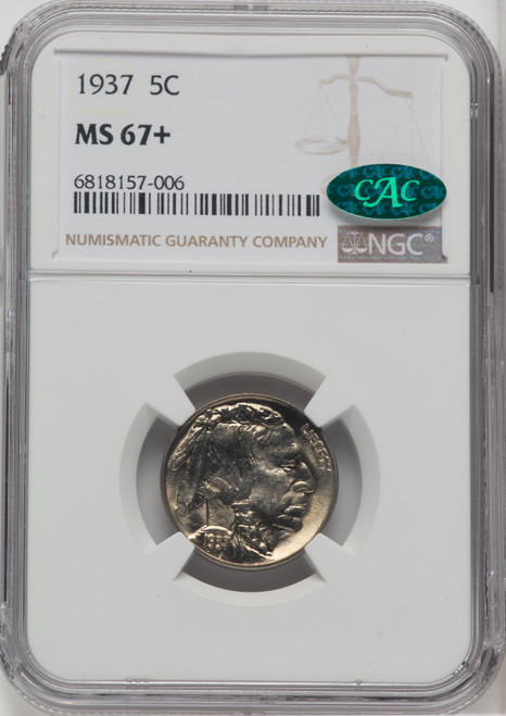 1937 5C Buffalo Nickel NGC MS67+ (764349001)