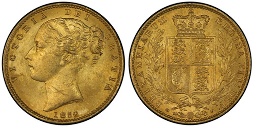 VICTORIA DEI GRATIA. Head left / BRITANNIARUM REGINA FID: DEF:. Without die number. KM 736.1. WW Raised; SCBC-3852C (Arabic 1) . World Coins PCGS MS63