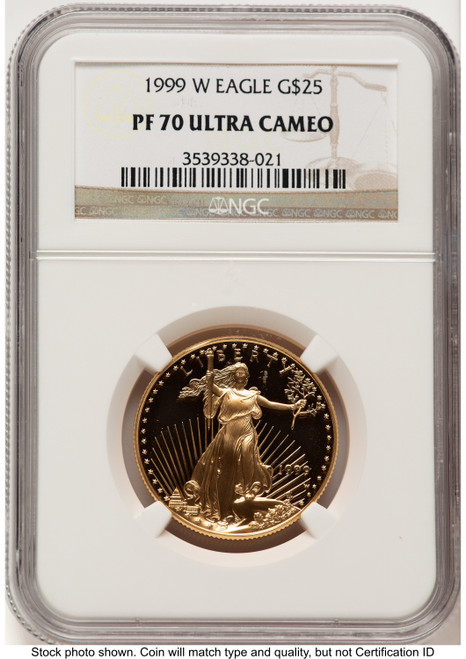 1999-W Proof Gold Eagle 1/2 oz Brown Label NGC PF70