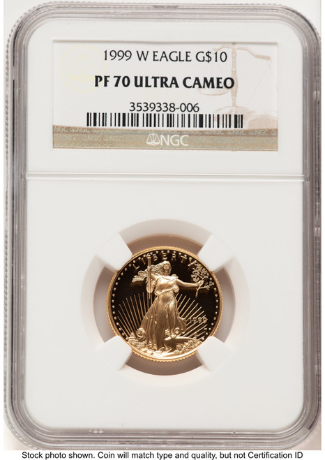 1999-W Proof Gold Eagle 1/4 oz Brown Label NGC PF70