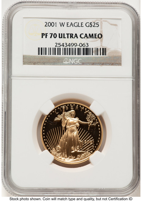 2001-W Proof Gold Eagle 1/2 oz Brown Label NGC PF70