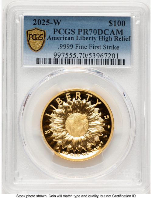 2025-W G$100 American Liberty High Relief FS Blue Gradient PCGS