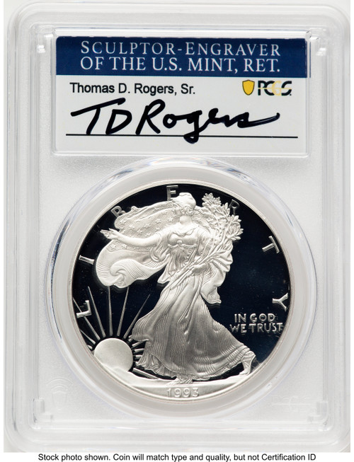 1993-P Proof Silver Eagle 1 oz TD Rogers PCGS PR70 (781017099)