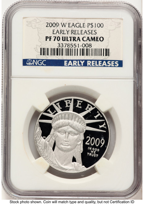 2009-W Proof Platinum Eagle 1 oz ER Blue NGC PF70