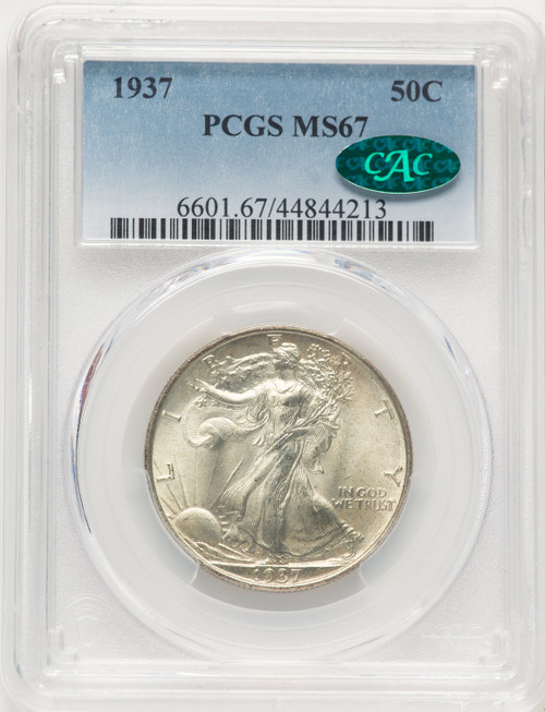 1937 50C CAC Walking Liberty Half Dollar PCGS MS67