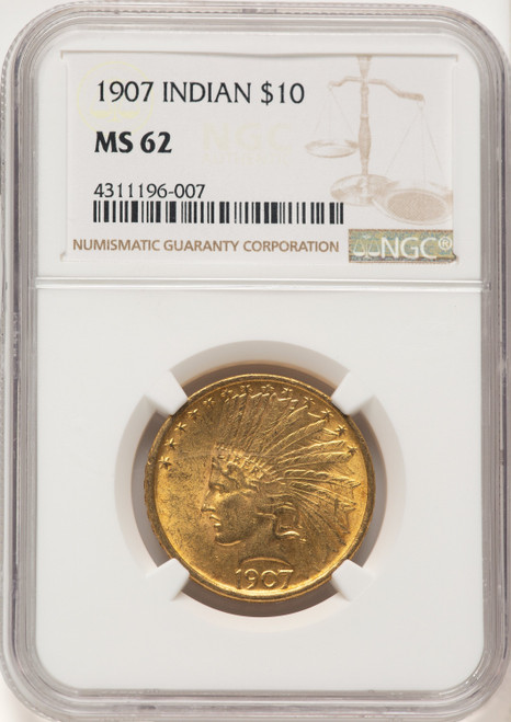 1907 $10 No Motto Indian Eagle NGC MS62 (784014020)