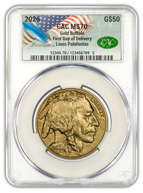 2026 1 oz Gold Buffalo FDD CAC MS70 Founders Label